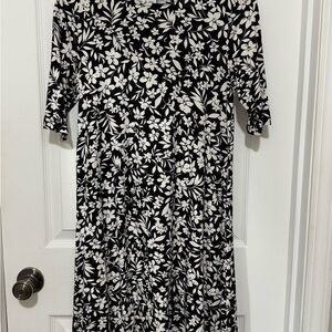 Floral Black and White Dress